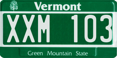 VT license plate XXM103