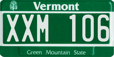 VT license plate XXM106