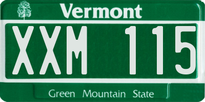 VT license plate XXM115