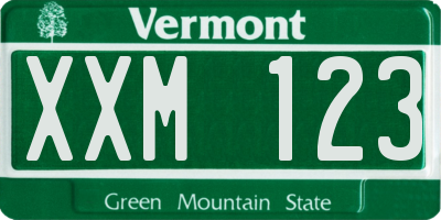 VT license plate XXM123
