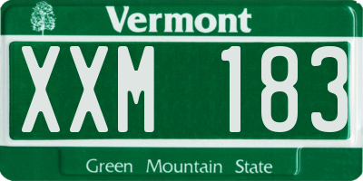 VT license plate XXM183