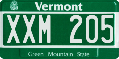VT license plate XXM205