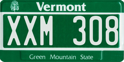 VT license plate XXM308
