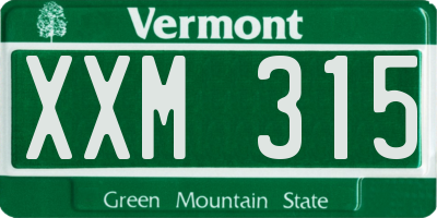 VT license plate XXM315