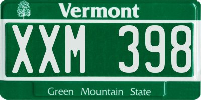 VT license plate XXM398