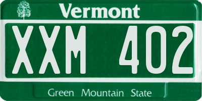VT license plate XXM402