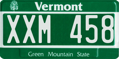 VT license plate XXM458