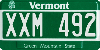 VT license plate XXM492