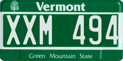 VT license plate XXM494