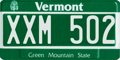 VT license plate XXM502