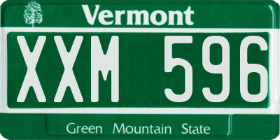 VT license plate XXM596