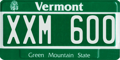 VT license plate XXM600