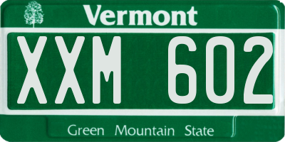 VT license plate XXM602