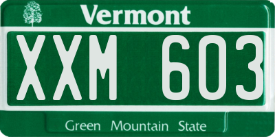 VT license plate XXM603