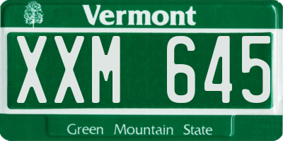 VT license plate XXM645