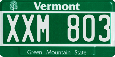 VT license plate XXM803