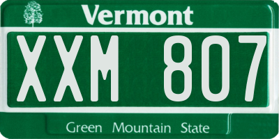 VT license plate XXM807