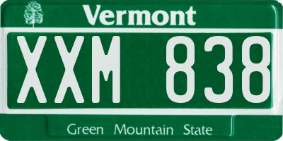 VT license plate XXM838