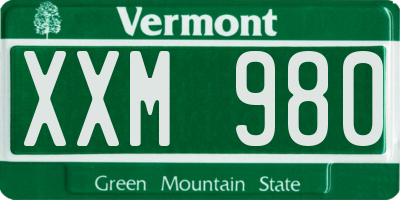 VT license plate XXM980