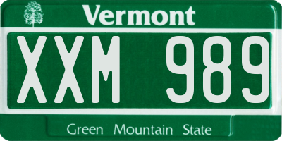 VT license plate XXM989