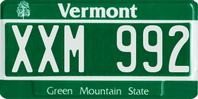 VT license plate XXM992