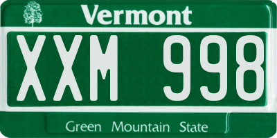 VT license plate XXM998