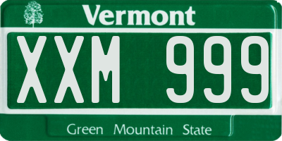 VT license plate XXM999