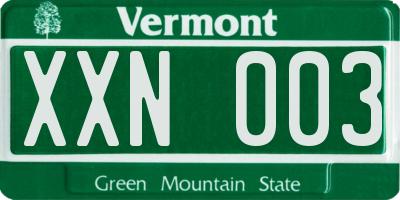 VT license plate XXN003