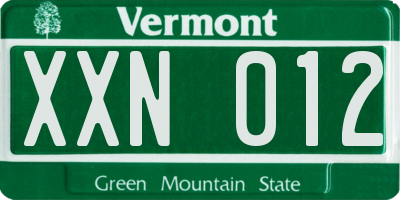 VT license plate XXN012