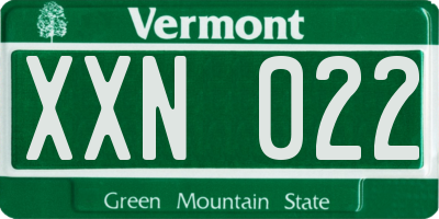 VT license plate XXN022
