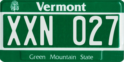 VT license plate XXN027