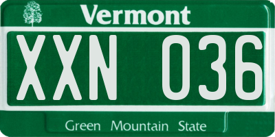 VT license plate XXN036