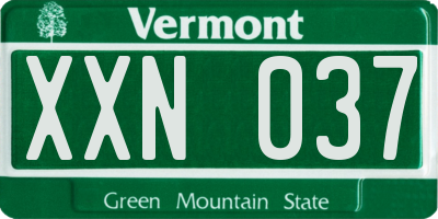 VT license plate XXN037
