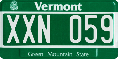 VT license plate XXN059