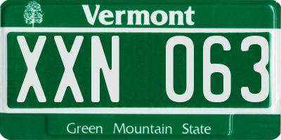 VT license plate XXN063