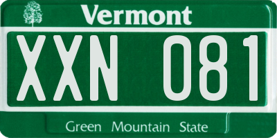 VT license plate XXN081
