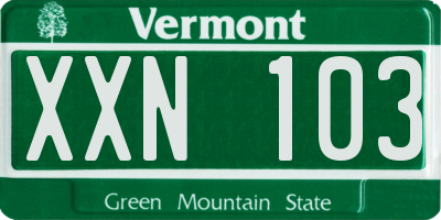 VT license plate XXN103