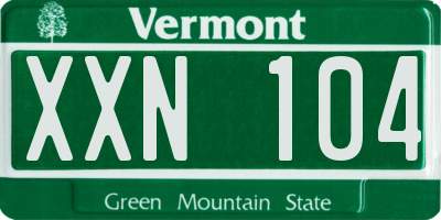 VT license plate XXN104