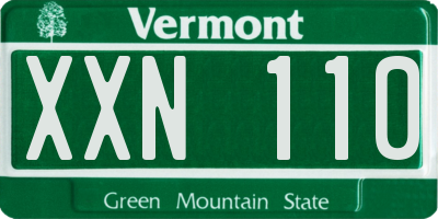 VT license plate XXN110