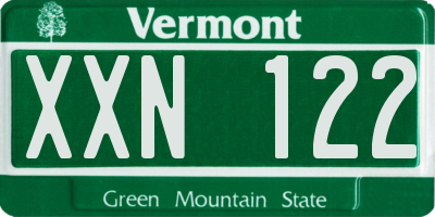 VT license plate XXN122