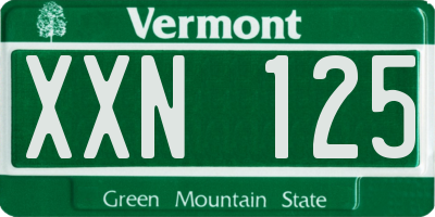 VT license plate XXN125