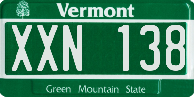 VT license plate XXN138