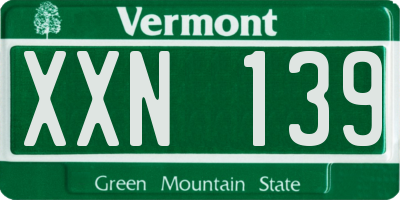 VT license plate XXN139