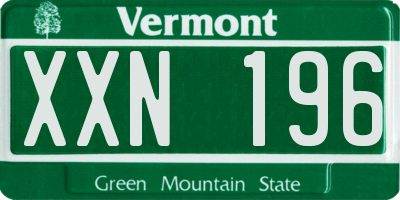 VT license plate XXN196