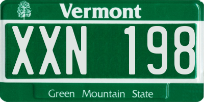VT license plate XXN198