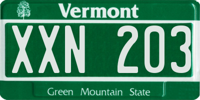 VT license plate XXN203