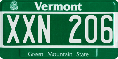 VT license plate XXN206