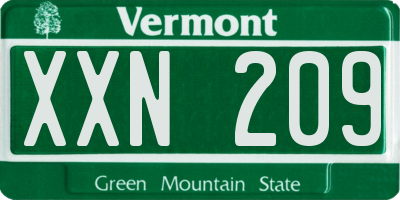 VT license plate XXN209