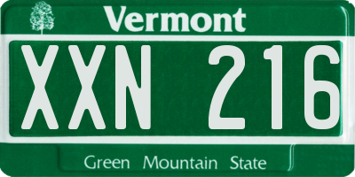 VT license plate XXN216