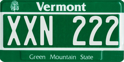 VT license plate XXN222